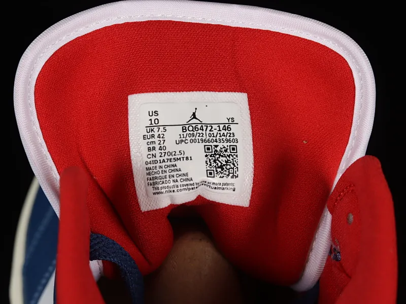 All categories Air Jordan Jordan series basketball shoes Air Jordan 1 Mid G version pure original Air Jordan 1 Mid "French Blue" AJ1 Joe 1 red and blue stitching French flag mid-top basketball shoes BQ6472-146